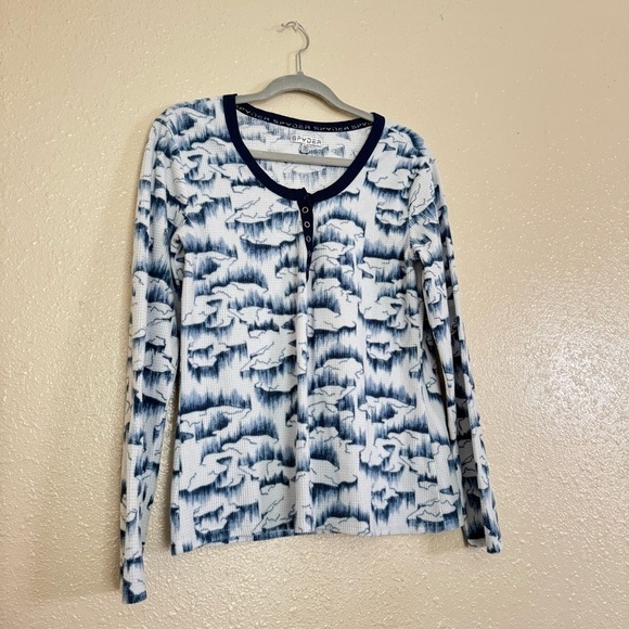 Spyder Thermal Waffle Knit Henley Long Sleeve Sleep Shirt - Picture 5 of 5